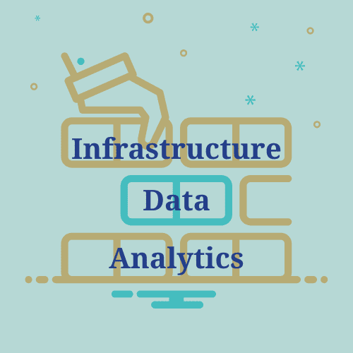 Hand laying outlined bricks of infrastructure, data, and analytics